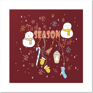Tis the Season New Year Cute Holiday family Gift Posters and Art